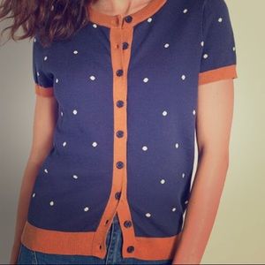 ModCloth Twice As Nice Cardigan Blue Polka Dot XL